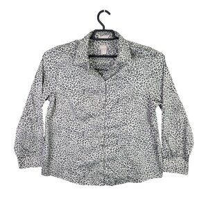 Womens Chicos Leopard Print Shirt Button Up Coolmax No Iron Cotton Blend Size 2